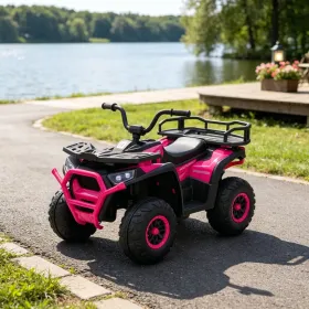 Pink 12V Kids Quad Atv 4 Wheeler With 4 Spring Suspension Wheels, Led Lights, Music Usb Pink 12V Kids Quad Atv 4 Wheeler With 4 Spring Suspension Wheels, Led Lights, Music Usb